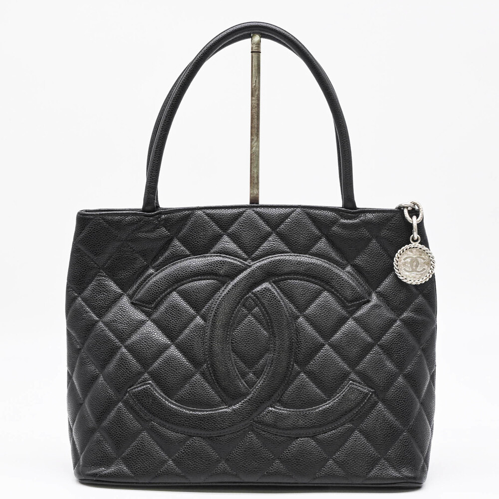 CHANEL Black Caviar Leather Logo Tote Bag - Picture 2 of 15